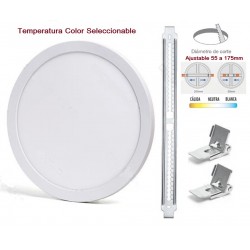 Downlight panel LED Redondo 217mm CCT 18W, Corte ajustable 55 a 175mm